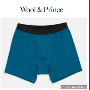 NEW WOOL & PRINCE MERINO WOOL AEGEAN TEAL BOXER BRIEFS